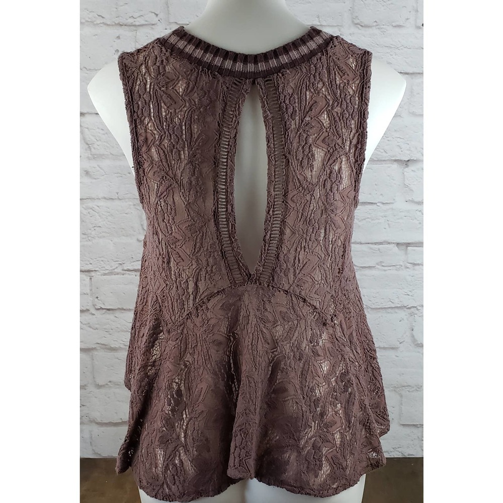 Free People Mauve/Pinkish/Taupe Lace Top ~ Size XS / Extra Small - Picture 6 of 12
